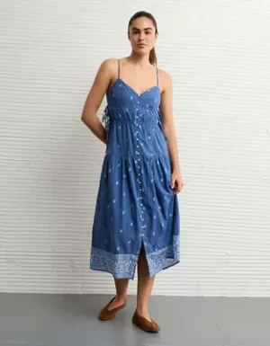 AE V-Neck Side Tie Midi Dress
