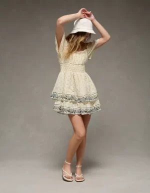 AE Off-The-Shoulder Smocked Mini Dress
