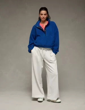 AE Relaxed Sherpa Fleece Henley Sweatshirt