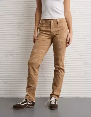 AE Floral Print Stretch Low-Rise Baggy Straight Jean