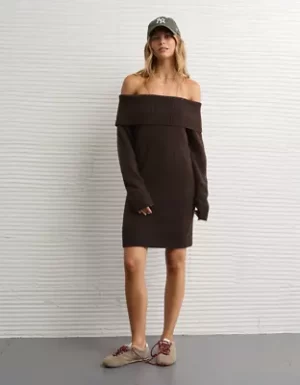 AE Off-the-Shoulder Sweater Mini Dress