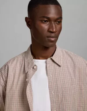 AE77 Premium Relaxed Striped Poplin Button-Up Shirt