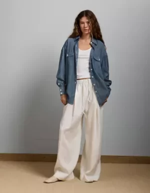 AE77 Oversized Denim Boyfriend Shirt