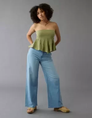 AE Dreamy Drape Stretch Curvy Super High-Waisted Baggy Wide-Leg Jean
