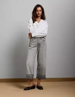 AE77 Premium Wide Crop Cuff Jean